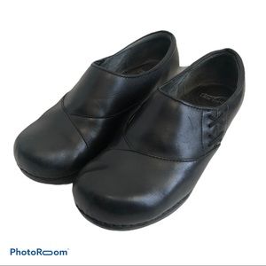 Danskos Black Leather Wedge Professional Clog